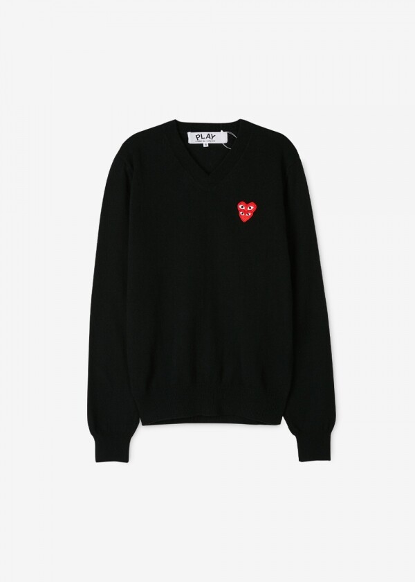 꼬르소밀라노,꼼데가르송 남성 더블하트 와펜 블랙 니트 AZ N074 051 1