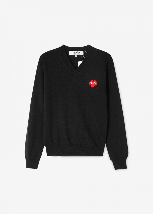 꼬르소밀라노,꼼데가르송 남성 레드와펜 브이넥 블랙 니트 AZ N081 051 1