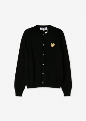 꼼데가르송 여성 골드 하트 와펜 블랙 가디건 AZ N049 051 1