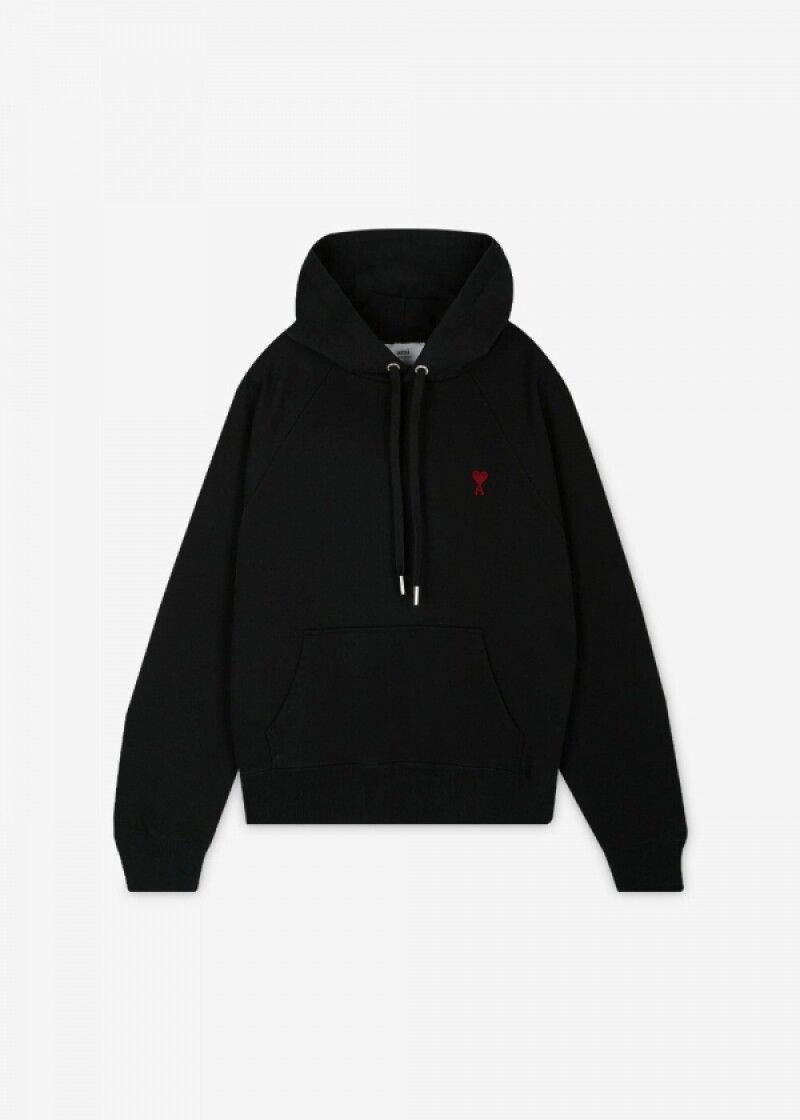 아미 남성 하트 로고 느와르 후드티 BFUSW205 747 001