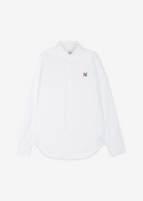 메종키츠네 남성 폭스헤드 패치 화이트 셔츠 LM00404WC2010 P100