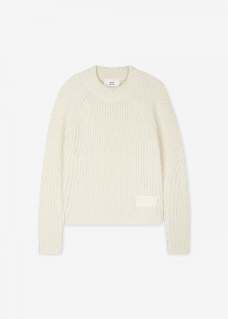 아미 여성 로고 패치 아이보리 니트 FKS024 KN0031 185