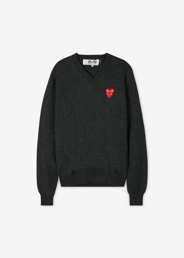 꼬르소밀라노,꼼데가르송 남성 더블 하트 그레이 니트 AZ N074 051 2