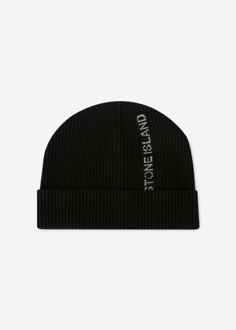 스톤아일랜드 남성 레터링 로고 블랙 비니 7715N06A7 V0029