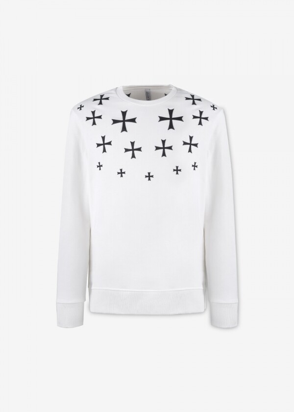 꼬르소밀라노,닐바렛 남성 멀티 크로스 프린트 화이트 맨투맨 PBJS376F H536S 526