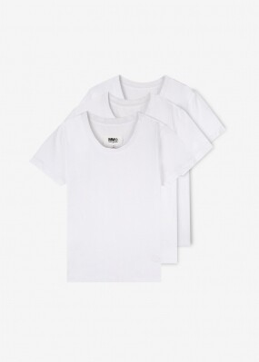메종마르지엘라 여성 MM6 로고 3팩 화이트 반팔티 S52GC0189 S23901 100
