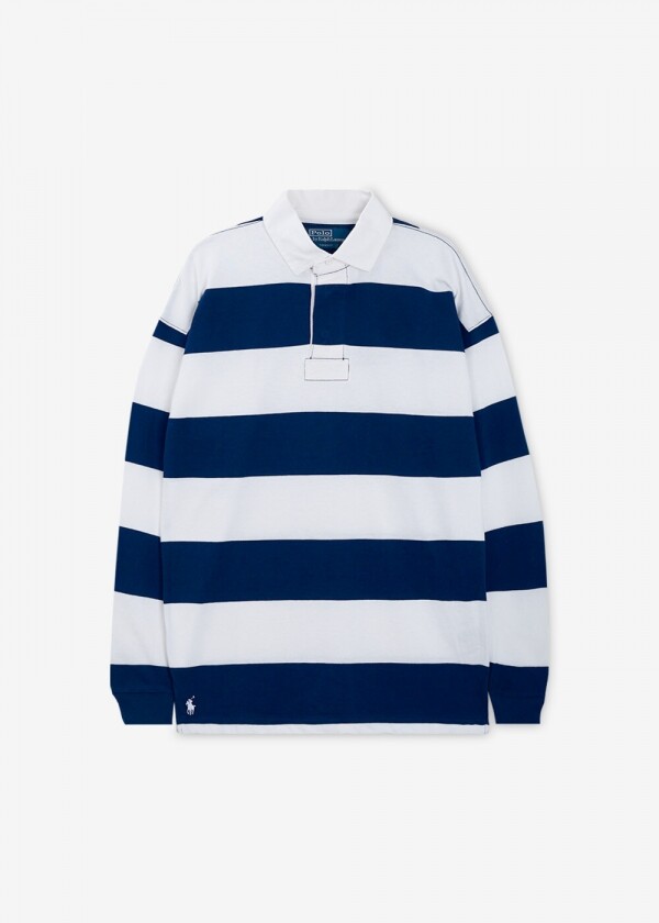 꼬르소밀라노,폴로랄프로렌 남성 빅핏 스트라이프 럭비 카라 화이트 긴팔티 710965471 001
