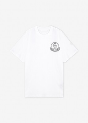 몽클레어 남성 프린팅 로고 화이트 반팔티 8C00056 89AJS 00A