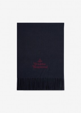 비비안웨스트우드 남성 로고 자수 네이비 블루 머플러 81030007 W00Q7 K410