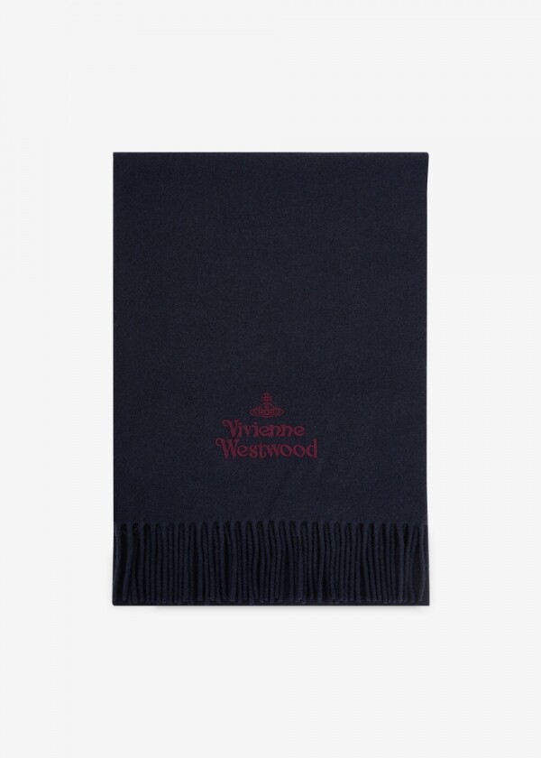 꼬르소밀라노,비비안웨스트우드 남성 로고 자수 네이비 블루 머플러 81030007 W00Q7 K410