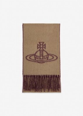 비비안웨스트우드 여성 ORB 로고 카멜 머플러 81030006 W00ZH C406