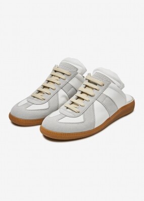 메종마르지엘라 여성 독일군 레플리카 컷아웃 화이트 뮬 스니커즈 S58WS0107 P1895 T1016