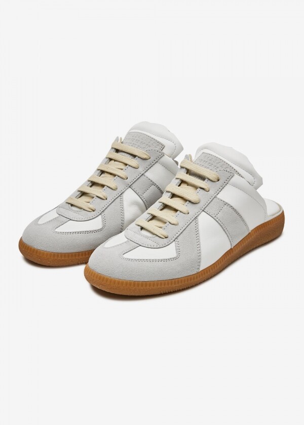 꼬르소밀라노,메종마르지엘라 여성 독일군 레플리카 컷아웃 화이트 뮬 스니커즈 S58WS0107 P1895 T1016