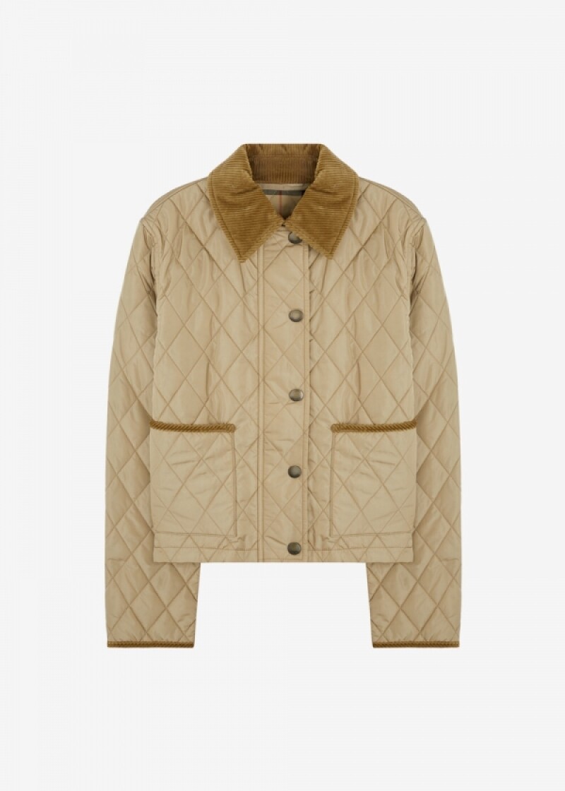 버버리 여성 올드햄 베이지 퀼팅자켓 8107466