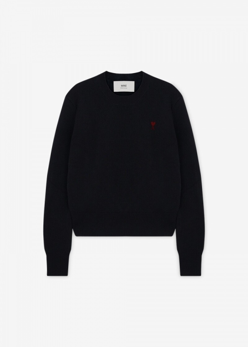 아미 여성 하트 로고 블랙 니트 FKS826 001 009