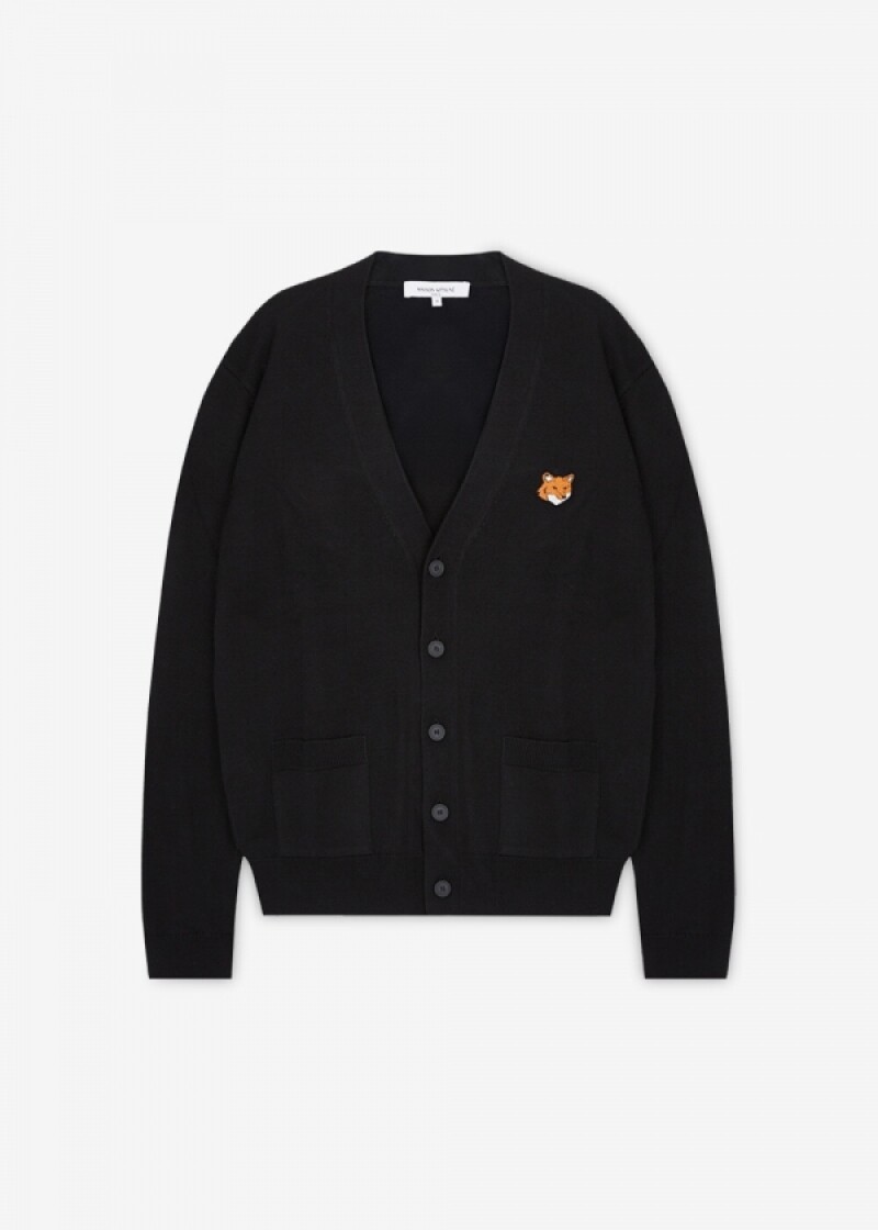 메종키츠네 남성 폭스 헤드 블랙 가디건 PM00501KT1181 P199