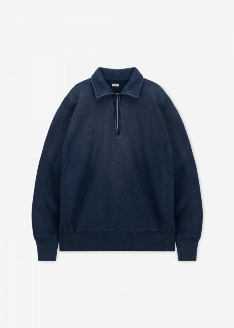 아프레쎄 남성 빈티지 하프 집업 블루 맨투맨 26SAP-05-12 BLUE