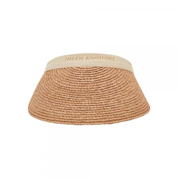 꼬르소밀라노,헬렌카민스키 여성 비앙카 누가/내추럴 로고 바이저햇 HAT50265 Nougat Natural Logo