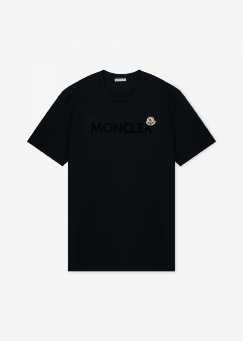 몽클레어 남성 플록 로고 네이비 반팔티 8C00036 8390T 778